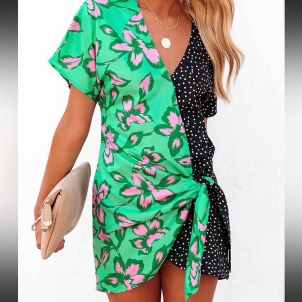 Dee Elly Mixed Print Mini Dress